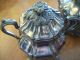 Vintage Footed Coffee Pot Creamer Covered Sugar Bowl Silver/copper Floral Tops Tea/Coffee Pots & Sets photo 1
