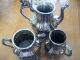 Vintage Footed Coffee Pot Creamer Covered Sugar Bowl Silver/copper Floral Tops Tea/Coffee Pots & Sets photo 5