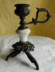 Rare Antique 1800 ' S Cast Iron & Porcelain Candle Stick - - - - Chicken Footed Base Candlesticks & Candelabra photo 1