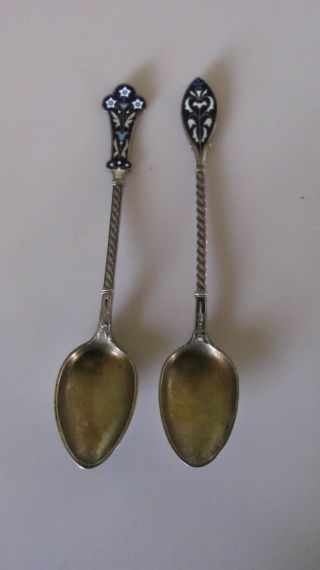 Two David Andersen Enamel Sterling Marked Spoons photo
