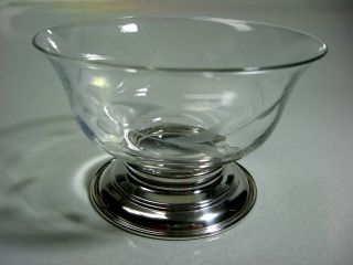 Vintage Handblown Etched Crystal Candy Dish Sterling Silver Base photo