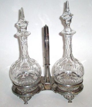 Victorian Meriden Britannia Silverplate Liqueur Decanter Set Benedictine Chartre photo