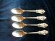 4 Wallace Grande Baroque Demitasse Spoons - Sterling Silver 1950s 4 1/8 