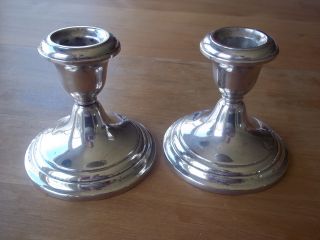 Pair Of Antique Vintage Sterling Silver Gorham Candle Stick Holders photo