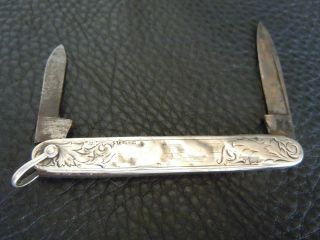 Antique Sterling Silver Pocket Knife Blade & File photo