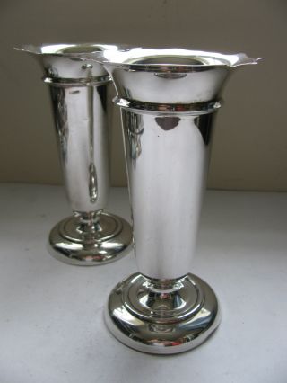 Large Pair Of Solid Silver Table Vases Birmingham 1920 Deakin & Francis 293g photo