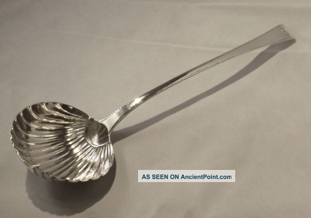 Large (14 Inch In Length) George Iii Solid Silver Soup Ladle - London - 1776 Ladles photo