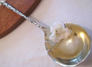 Whiting Sterling Silver Berry Serving Spoon Twist Handle Deep Bowl Gw 9 - 1/4 