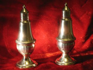 Duchin Sterling Silver Salt And Pepper Shakers 5 1/2 In Tall Shape. photo