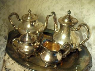 Orate Reed & Barton Silver Plated Tea Set Regent 5600 Pln.  Halloware Pattern photo