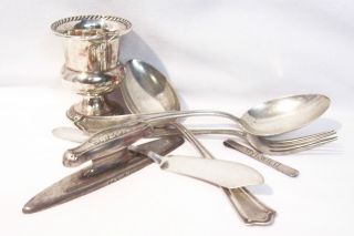 276 Grams Of Scrap Sterling Silver Flatware,  Mixed Spoons Holder,  Fork + Or Use photo