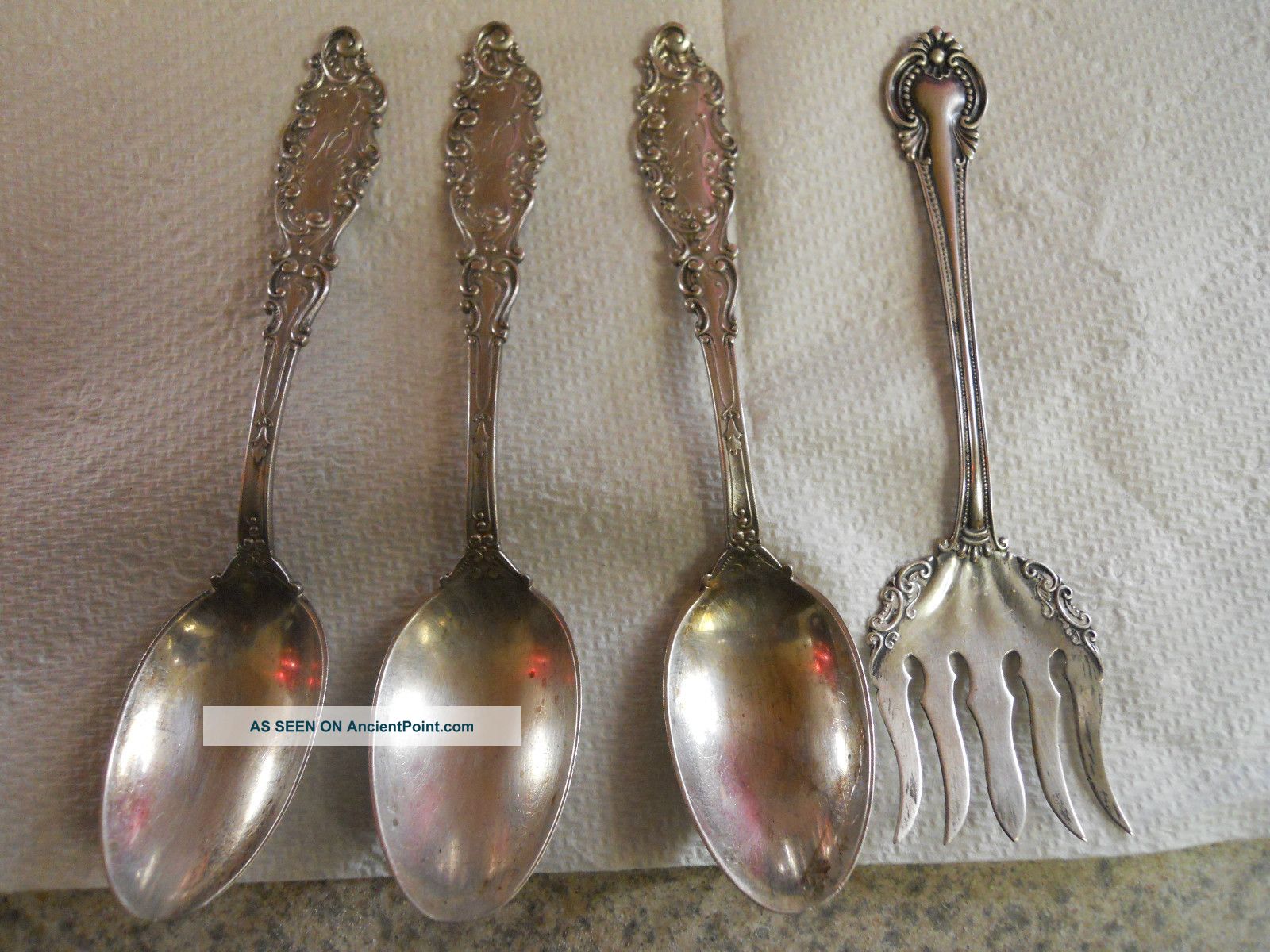 3 Spoons & Fork All Sterling Mixed Lots photo