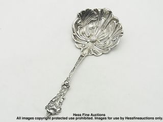 Paye Baker Unusual Form Poppy Sterling Silver Solid Bon Bon Nut Spoon 1908 photo