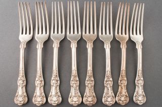 Tiffany & Co.  English King Sterling Silver 7 1/2” Fork,  Set Of Eight Forks photo