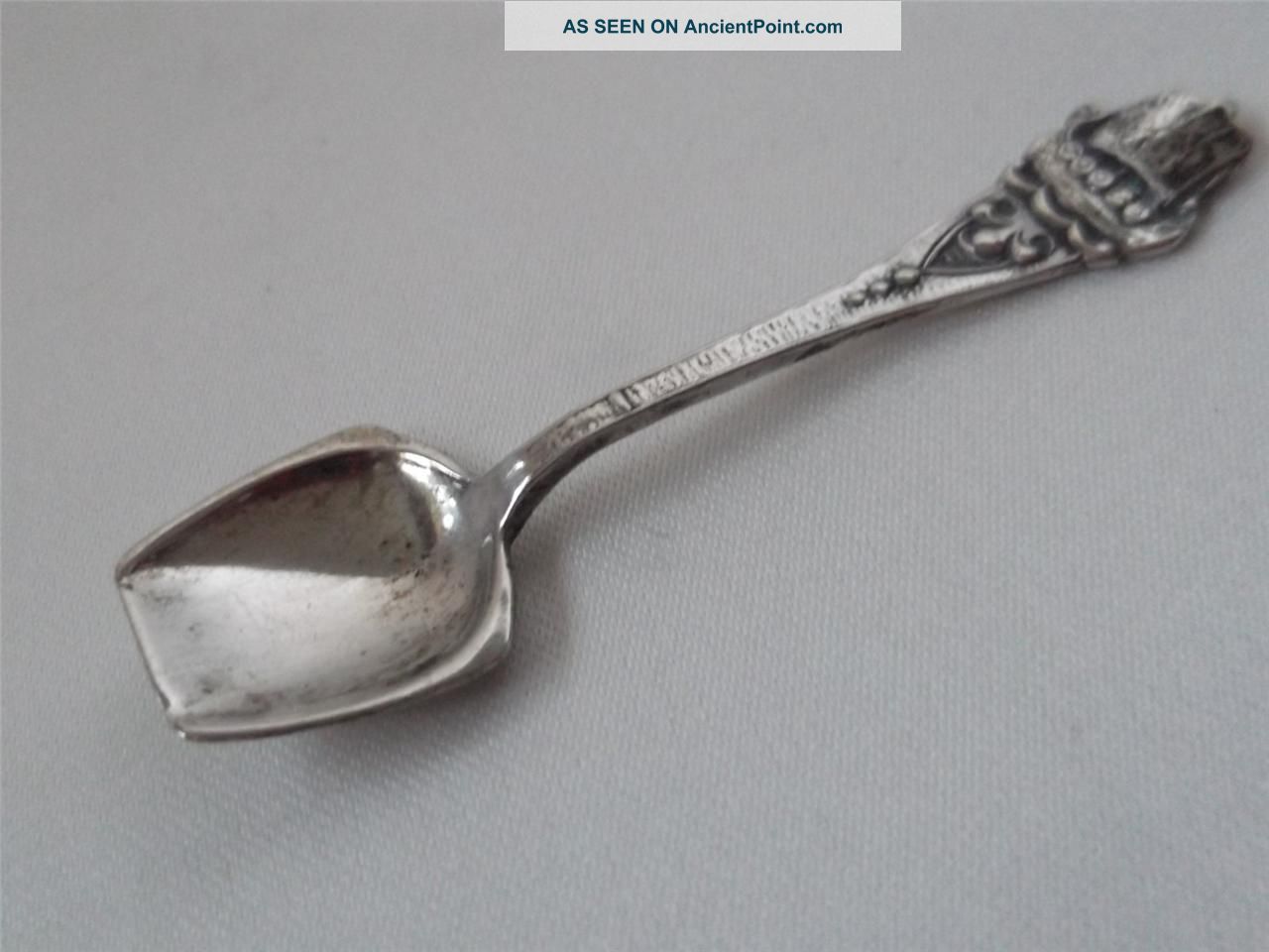 , Continental Solid Silver 830 Condiment Spoon / Spade Or Shovel Shape Other photo