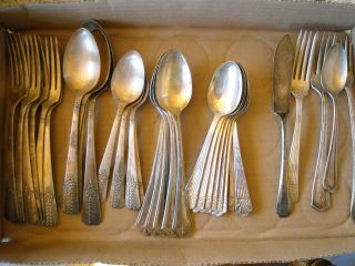 Mixed Silver Plate Forks,  Spoons,  Etc.  Nr photo