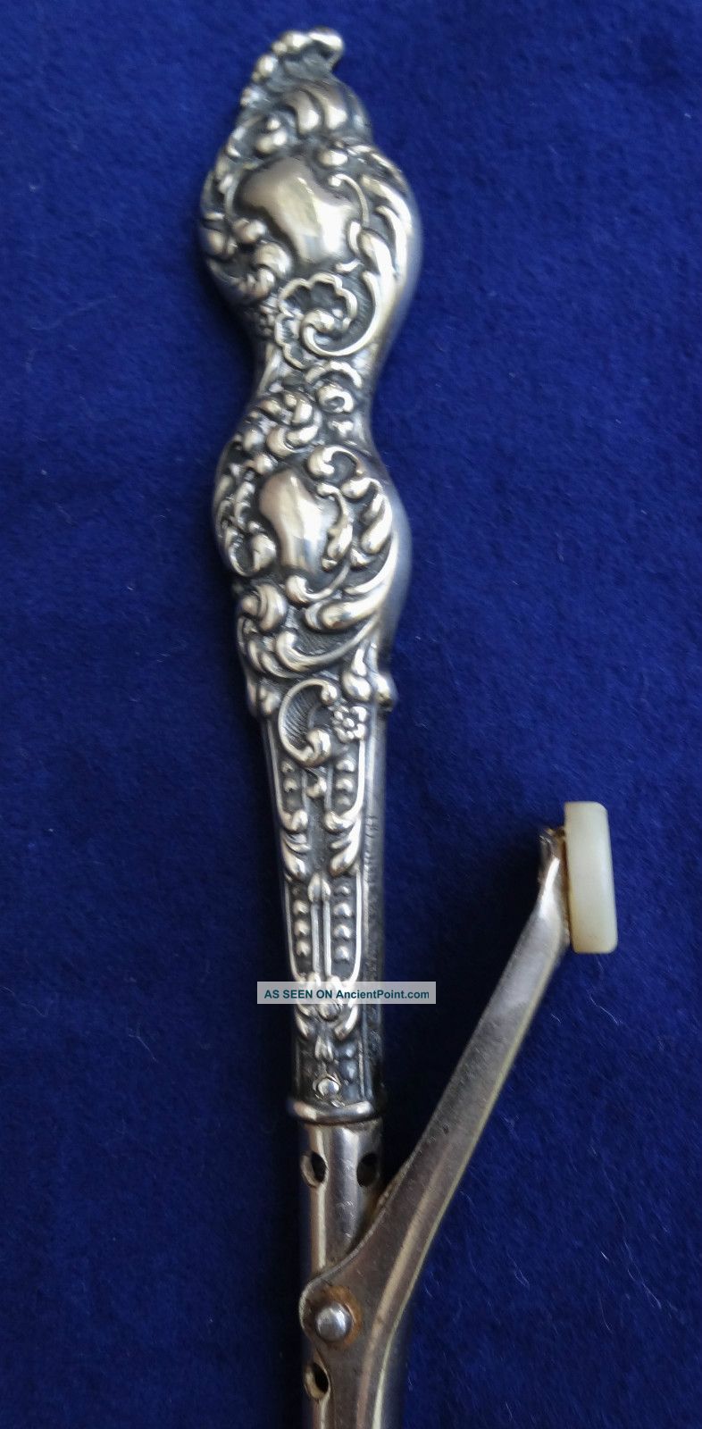 Antique Gorham Sterling Silver Hair Curler - Art Nouveau - Mop Button Other photo