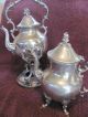 Antique Royal Sheffield Silver - Coffee - Tea Service W/holder (s.  P. Tea/Coffee Pots & Sets photo 1