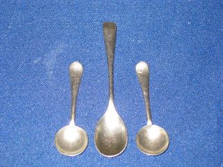 3 Salt Or Mustard Spoons,  Nevada Silver Marked 