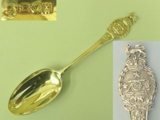 Military Artillery & Naval Solid Silver World War One Liberty Spoon,  1915 photo