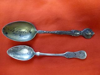 2 Vintage Sterling Silver 925 Tea Spoons,  Seatlle Wash Souvenir Spoon photo