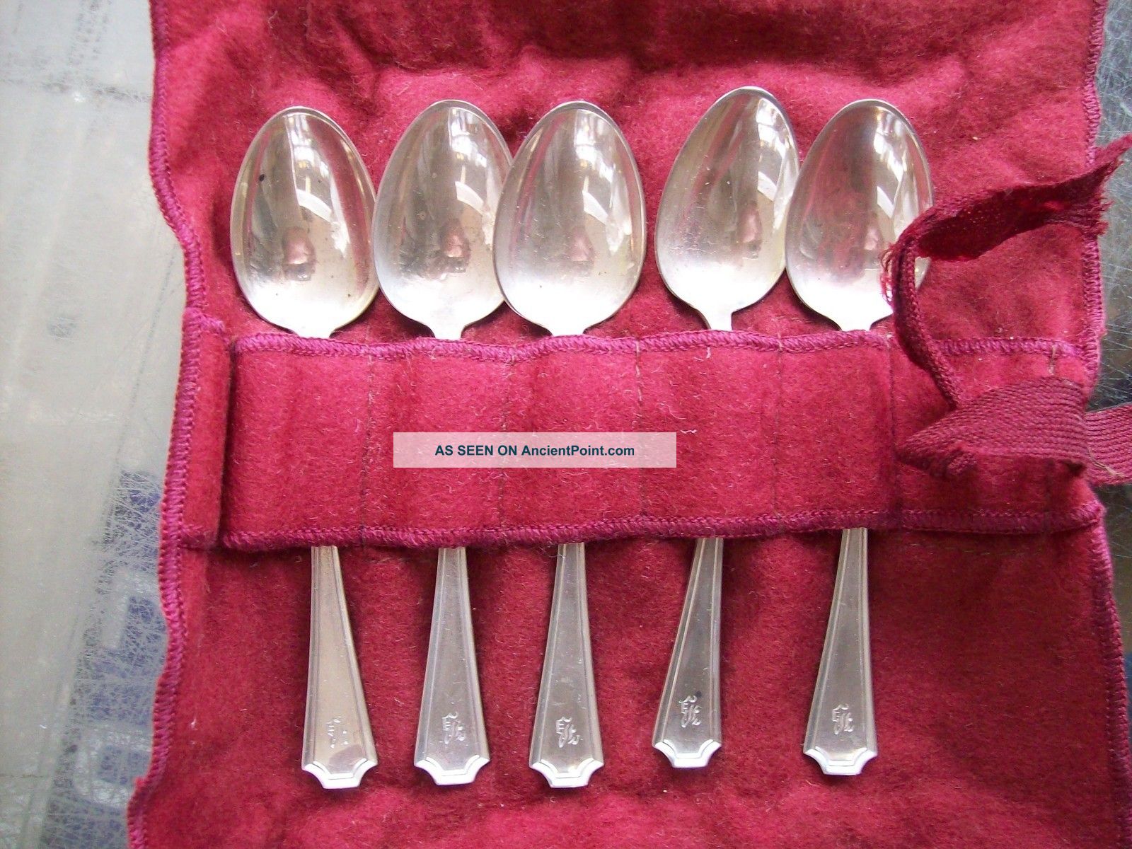 Antique Set 5 Sterling Silver Spoons A.  Stowell Boston Gorham, Whiting photo