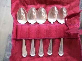 Antique Set 5 Sterling Silver Spoons A.  Stowell Boston photo