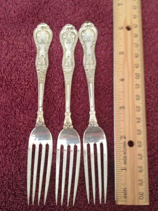 3 Vintage Regent Pattern Tiffany & Co Silver Plate Salad Forks 1884 Engraved Al? photo