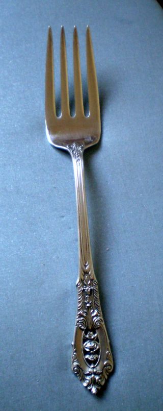 Wallace Sterling Rose Point Sterling Silver Solid Cold Meat Serving Fork photo