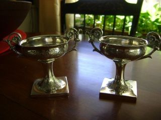 Rare Pair Of 19th Century Vienna Austria Sterling Silver Dishes photo
