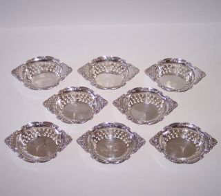 Birks Sterling Silver 8 Nut Dishes Pierced Pompadour Gorham Cromwell photo