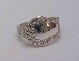 Sterling Silver Spoon Ring - Gorham / Old Baronial - Size 7 1/2 To 8 1/2 - 1898 photo