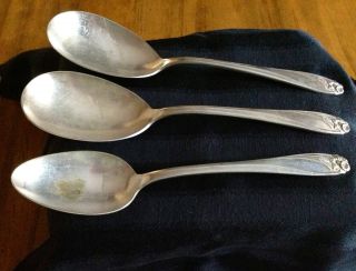 Vintage 1847 Rogers Bros 3 Pieces Silverplate Serving Spoons - Daffodil Pattern photo