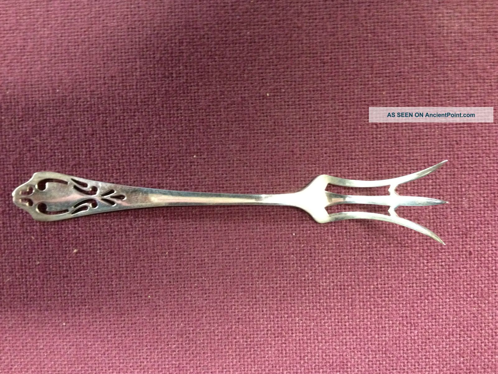 Antique Sterling Silver Lemon Fork By Ssmc/saart Brothers - Pierced Handle Other photo