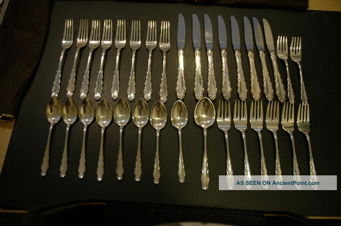 Reed & Barton English Provincial Sterling Silver 8 - 4 Pc Placesettings Reed & Barton photo