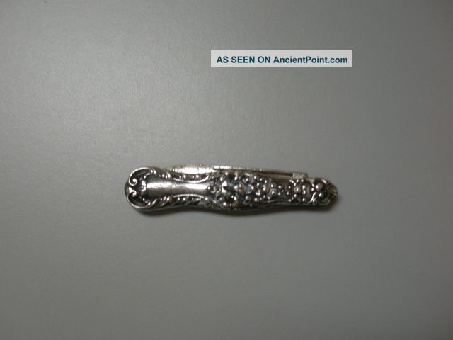 Antique Ornate Victorian Lion - Sterling Silver Folding Pocket Knife Other photo