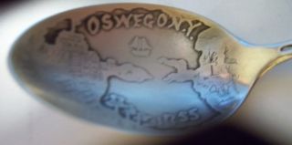 Baby Spoon Engraved In The Bowl Oswego N.  Y.  1755 Mouth Of River Stirling Silver photo
