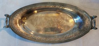 Antique 1900s Derby S.  P.  Co Internationals Silver Plate Oval Platter With Handle photo
