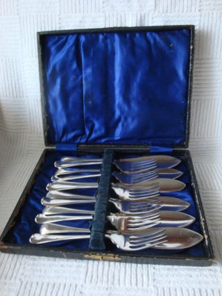 Vintage Boxed Set Of Art Deco Fish Set Cutlery – England photo