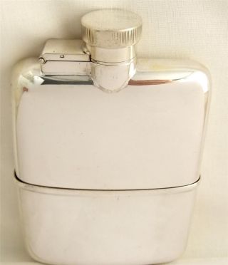 Antique Hallmarked Sterling Silver Hip Flask With Cup - 1926 photo