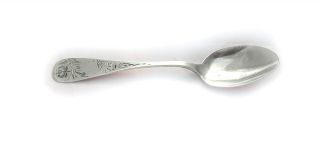 Sterling Silver Spoon Teaspoon L.  Manson Etched Early 1800 ' S photo