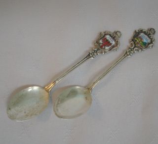 2 Vintage Coin Sterling Souvenir Spoons Germany Nr photo