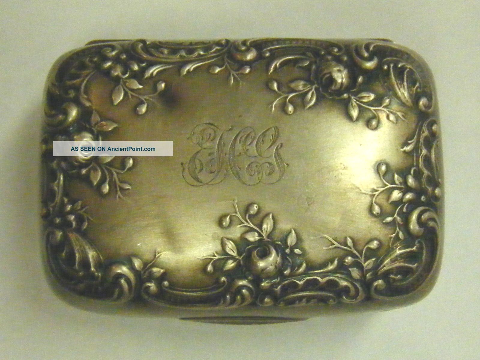 Gorham Sterling Silver Repousse Trinket Box B37 Monogrammed Boxes photo