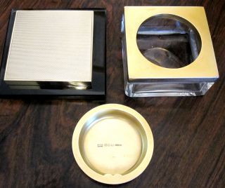 Sterling Silver,  Gilt And Crystal Powder Box By Asprey & Co Immac.  Vintage Condn photo