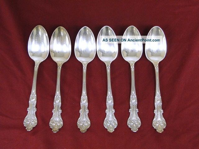 6 Lot Vintage 1847 Rogers Charter Oak Xs Quintuple Silver Plate Place Teaspoon International/1847 Rogers photo