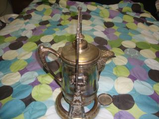 Vintage Large Silver Tea Kettle Two Pieces photo