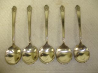 Rogers Ultra Silverplate 5 Soup Spoons Precious Pattern 1941 photo