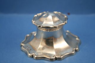 Antique,  Good Quality Silver Inkwell Chester 1912 Maker C.  C. photo