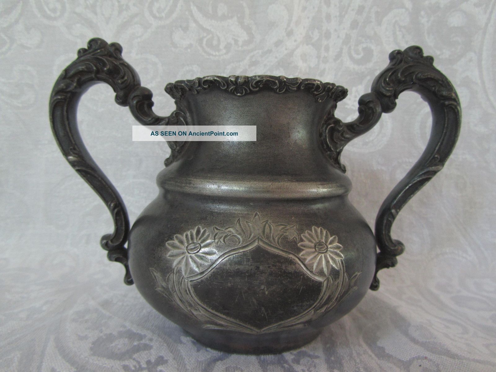 Antique Victorian Silver Spooner Ornate Handeled Design Quadruplate By Wallace Pitchers & Jugs photo