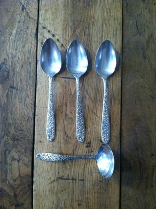 Antique Vintage Narcissus National Silver Co.  Set 4 Aa Serving Spoons Ladle Nr photo